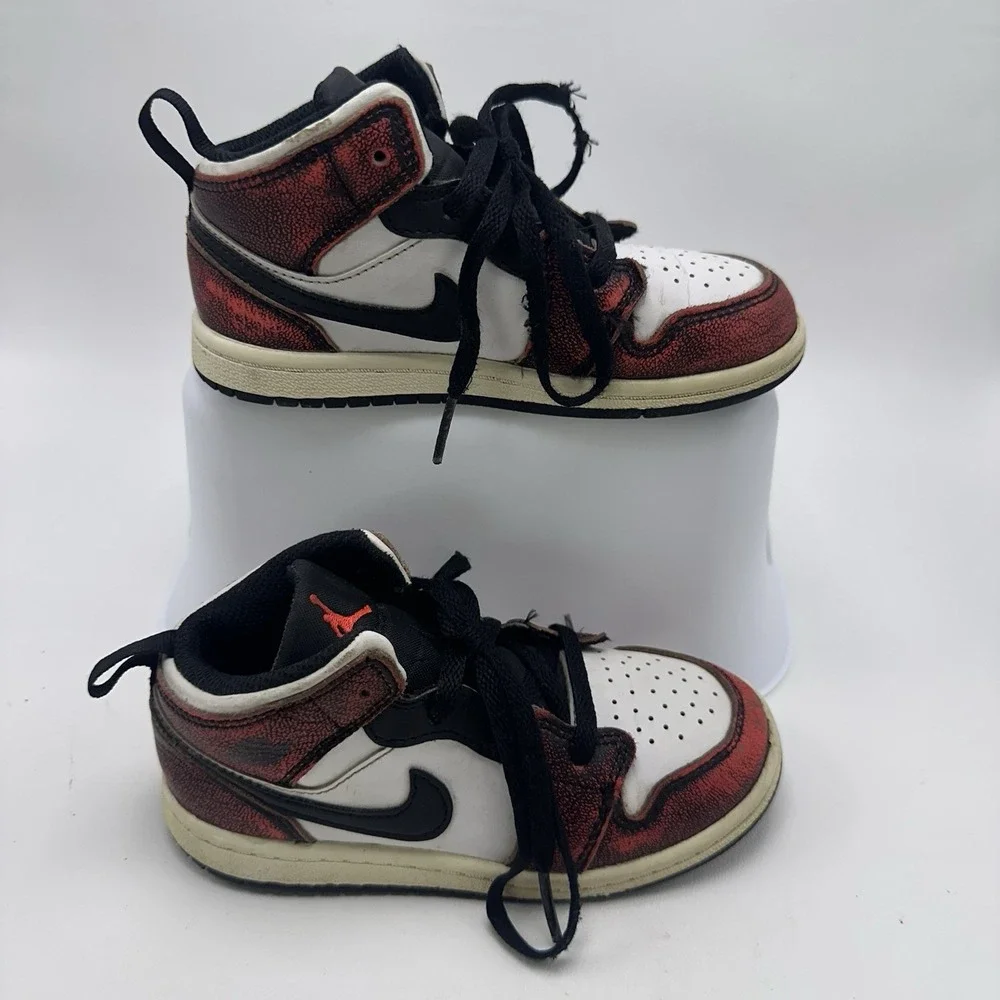 Nike Air Jordan 1 Mid SE‎ TD Wear Away Infrared 23 Sneakers Size 10C FB0566-006